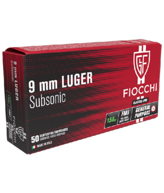 Munición FIOCCHI Classic - 9mm. Para. SUBSONIC - 158 grains - FMJ