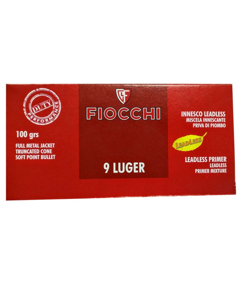 Munición FIOCCHI - 9mm. Para. - 100 grains - SJSP LeadLess