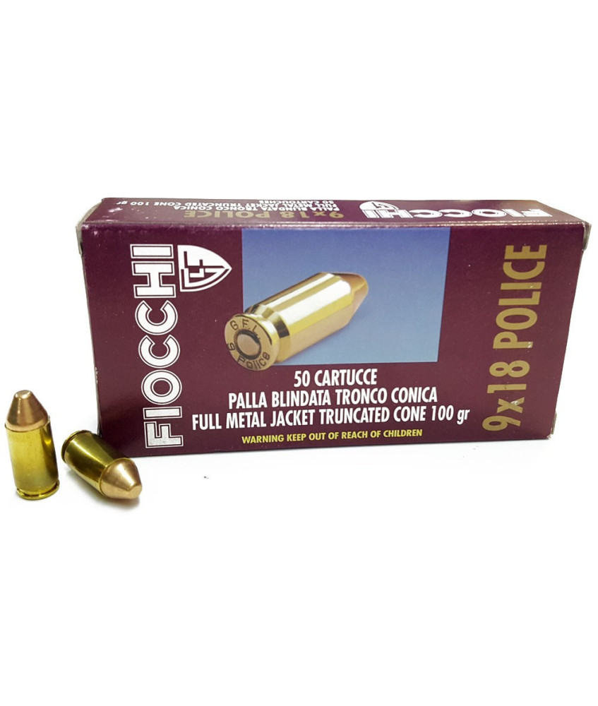 Munición FIOCCHI - 9x18mm. Police - 100 grains - FMJTC