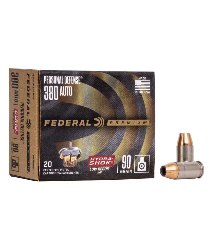Munición FEDERAL Personal Defense Hydra-Shok Low Recoil - 9mm. corto - 90 grains - JHP