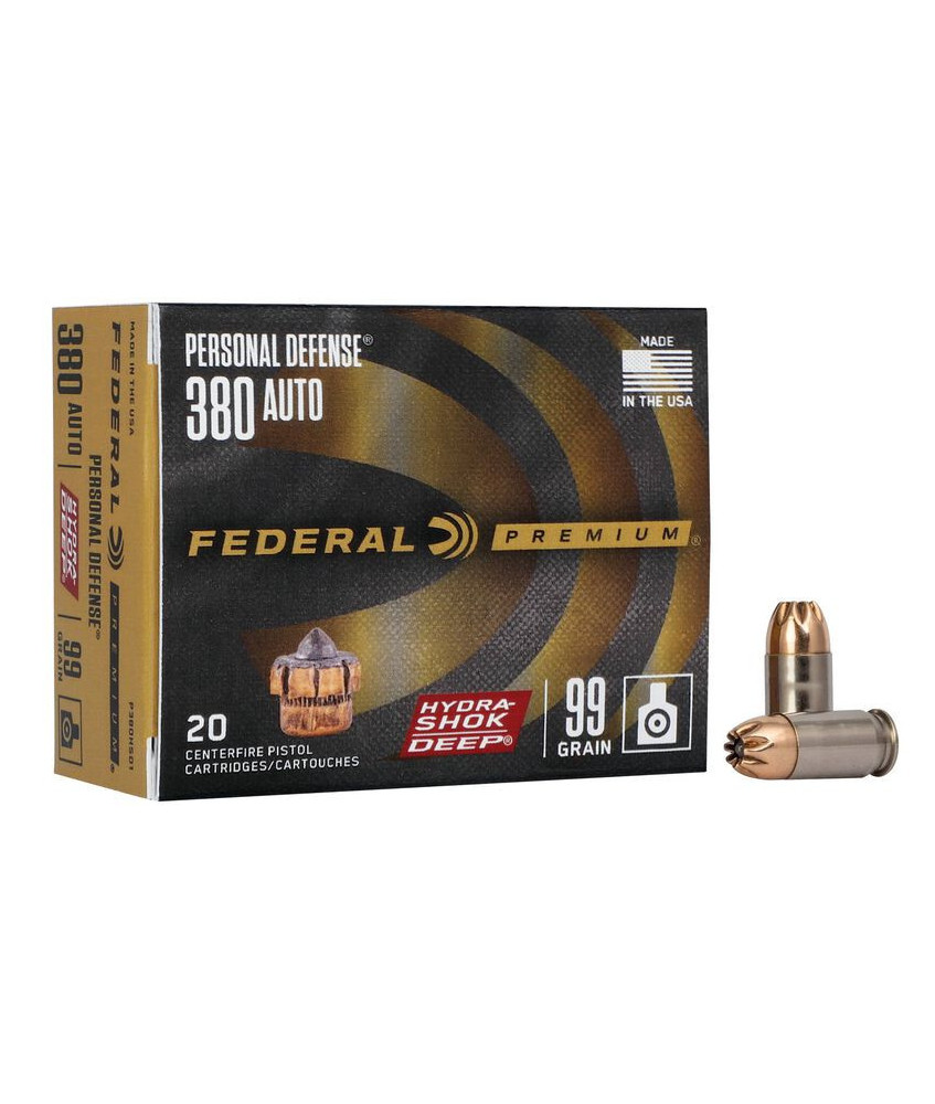 Munición FEDERAL Personal Defense Hydra-Shok Deep - 9mm. corto - 99 grains - JHP