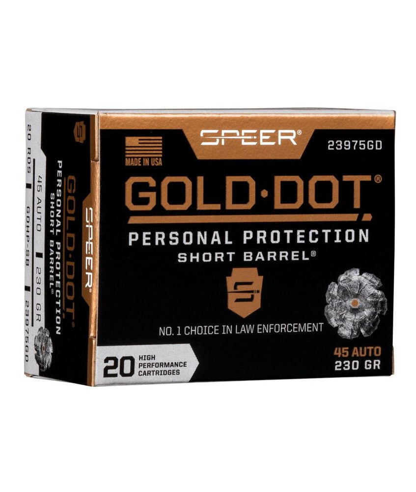 Munición SPEER Gold Dot Short Barrel - 45 ACP - 230 grains - GDHP