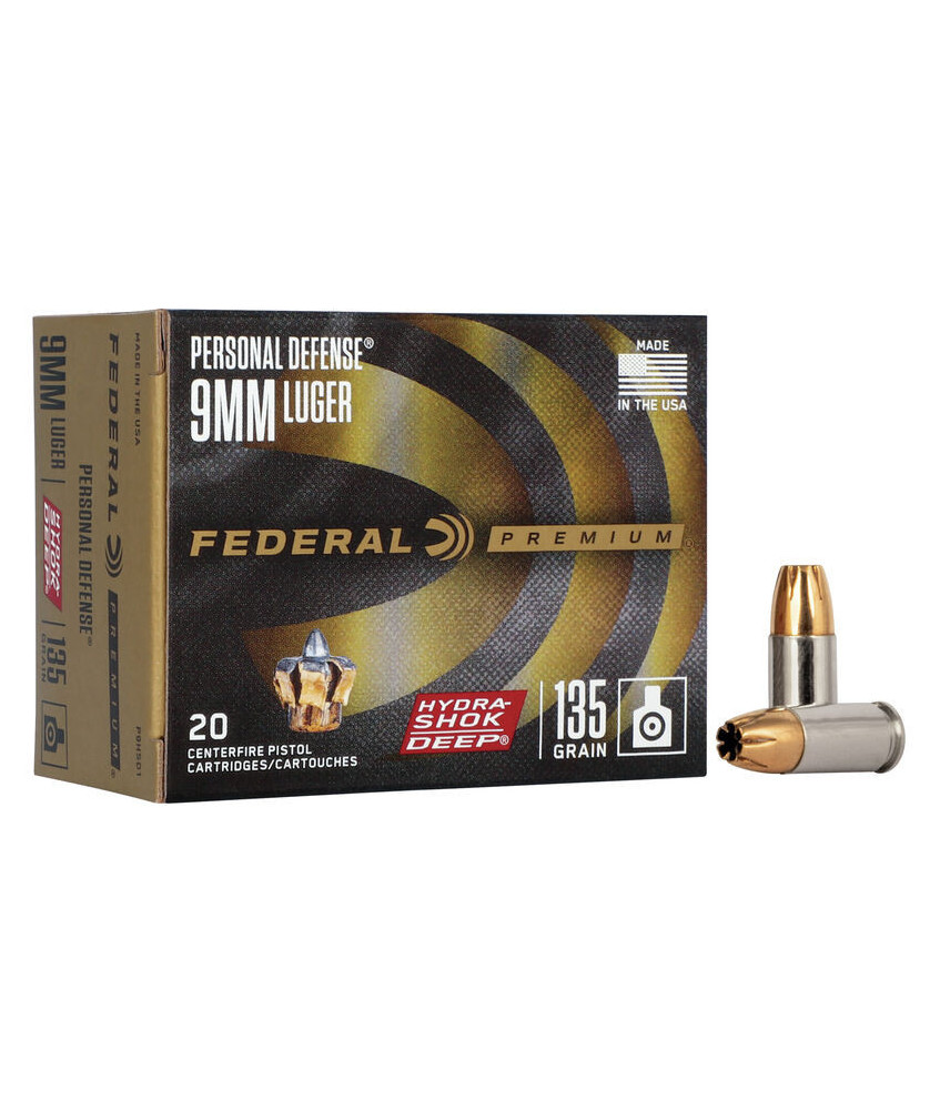 Munición FEDERAL Personal Defense Hydra-Shok Deep - 9mm. - 135 grains - JHP