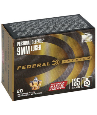 Munición FEDERAL Personal Defense Hydra-Shok Deep - 9mm. - 135 grains - JHP