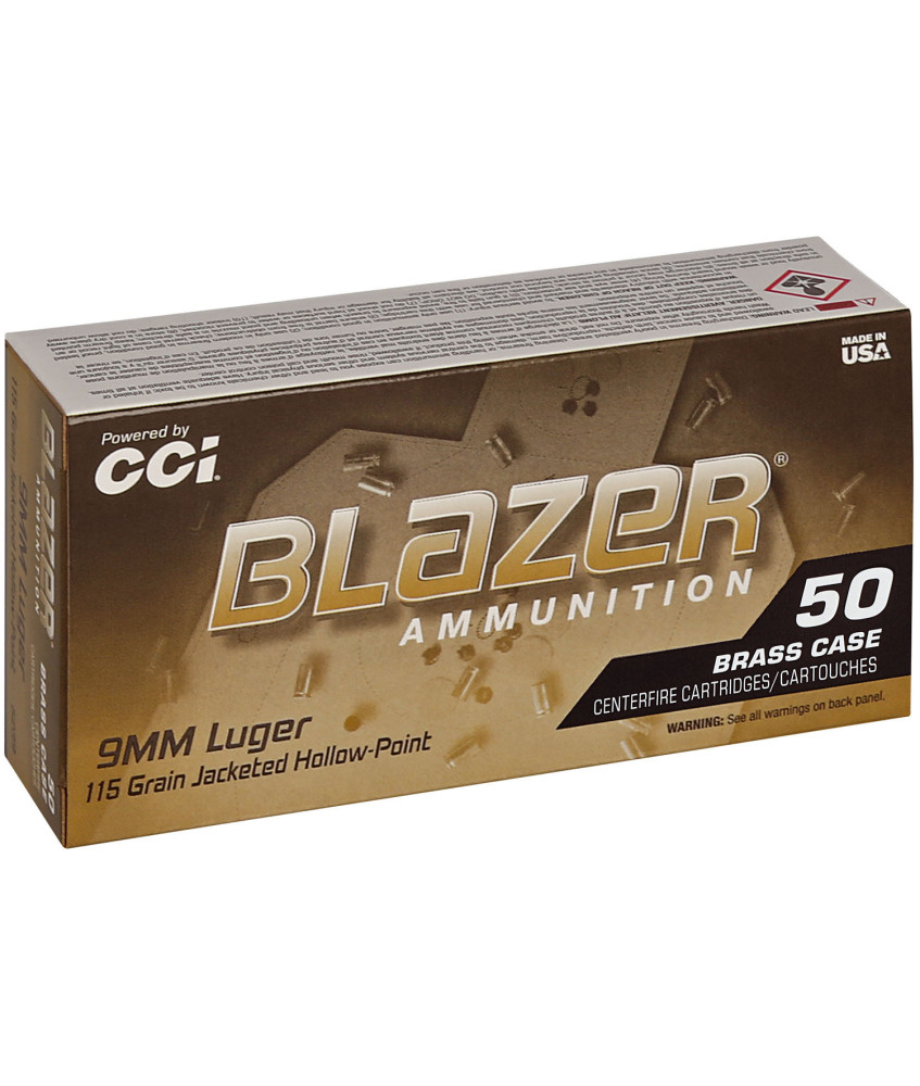 Munición CCI Blazer Brass  - 9mm. - 115 grains - JHP