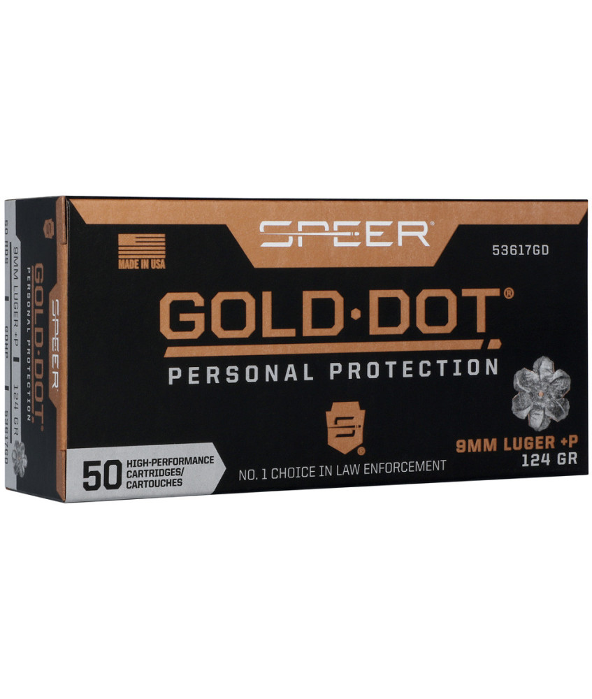 Munición SPEER Gold Dot - 9mm. +P - 124 grains - GDHP