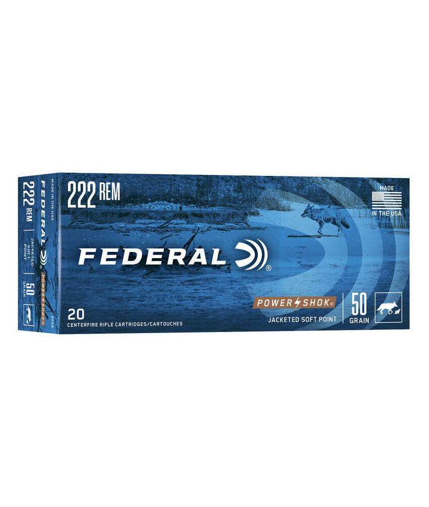 Munición metálica FEDERAL Power-Shok - 222 Rem. - 50 grains - SP