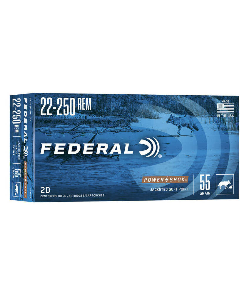 Munición metálica FEDERAL Power-Shok - 22-250 Rem. - 55 grains - SP