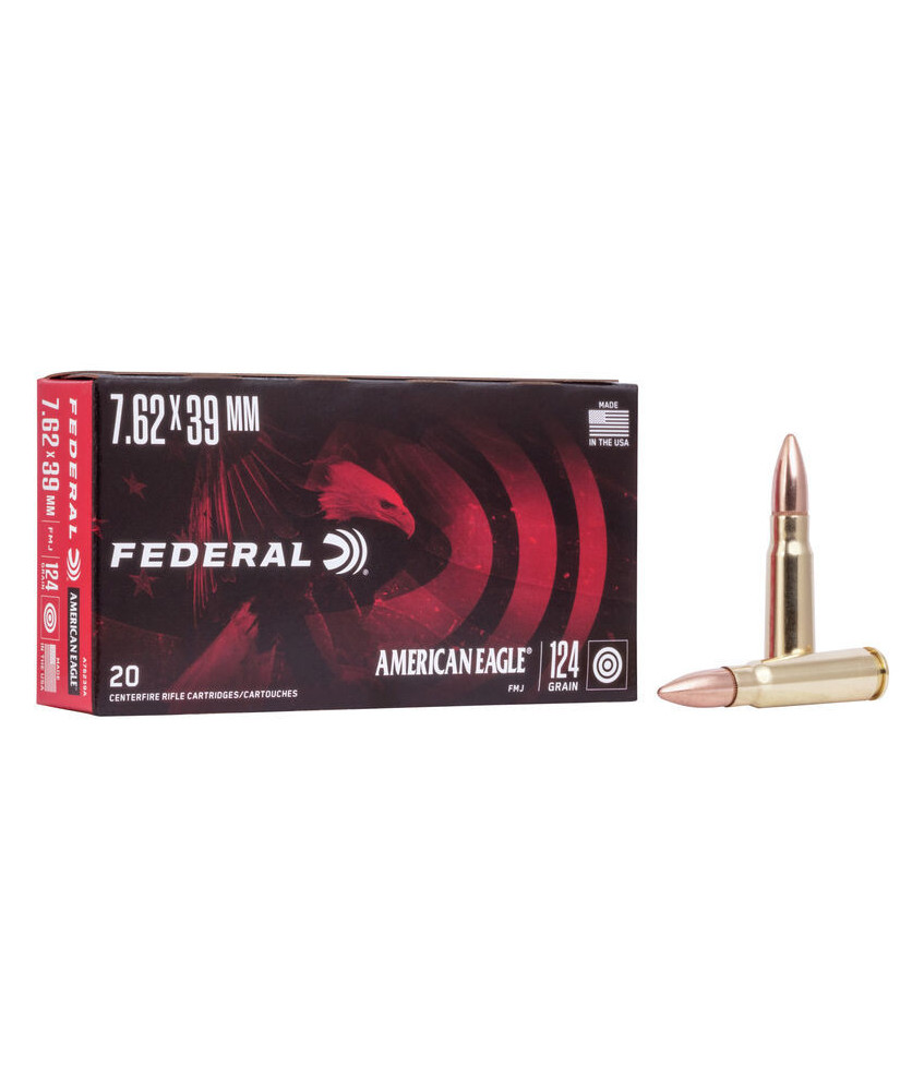 Munición metálica FEDERAL American Eagle - 7.62x39 Soviet - 124 grains - FMJ
