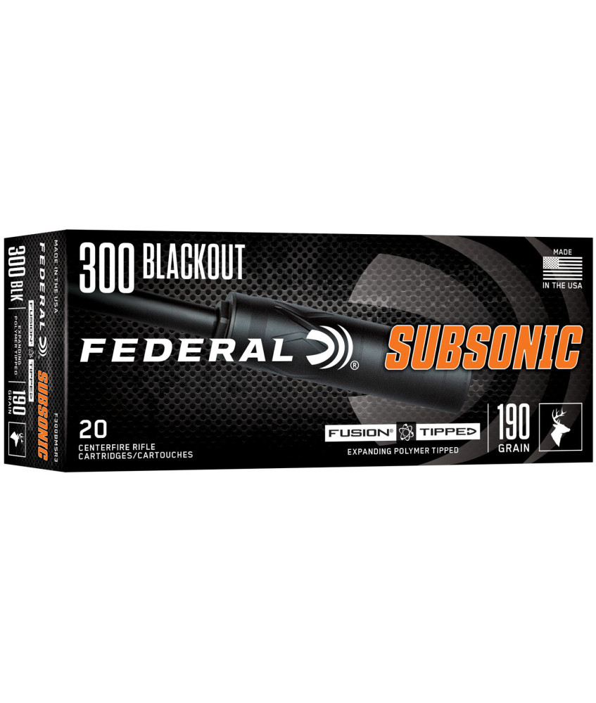 Munición metálica FEDERAL Subsonic Fusion Tipped - 300 AAC Blk - 190 grains