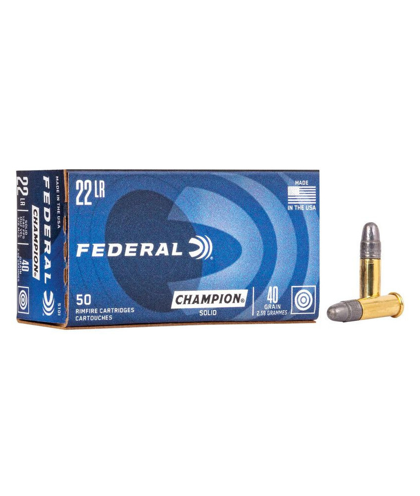Munición FEDERAL Champion Training - ALTA VELOCIDAD - .22LR - 40 grains - LRN