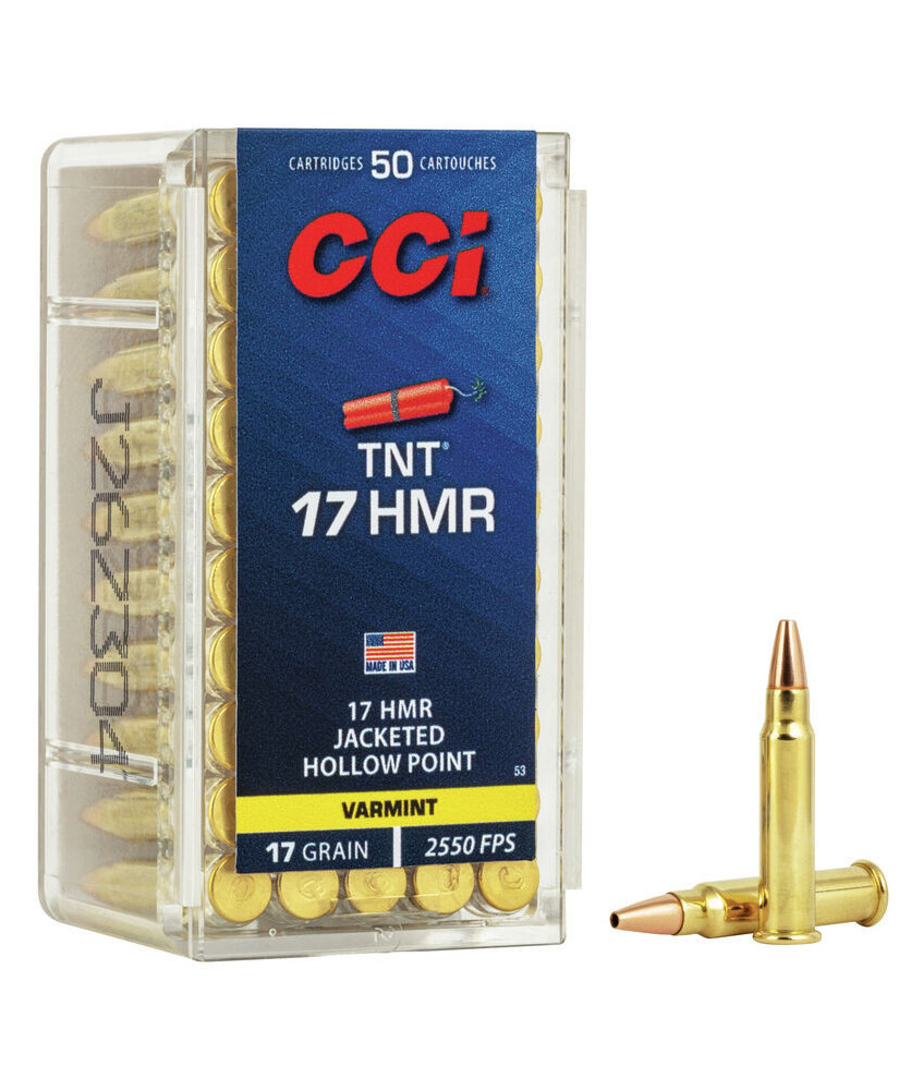 Munición metálica CCI TNT - 17 HMR - 17 grains - JHP