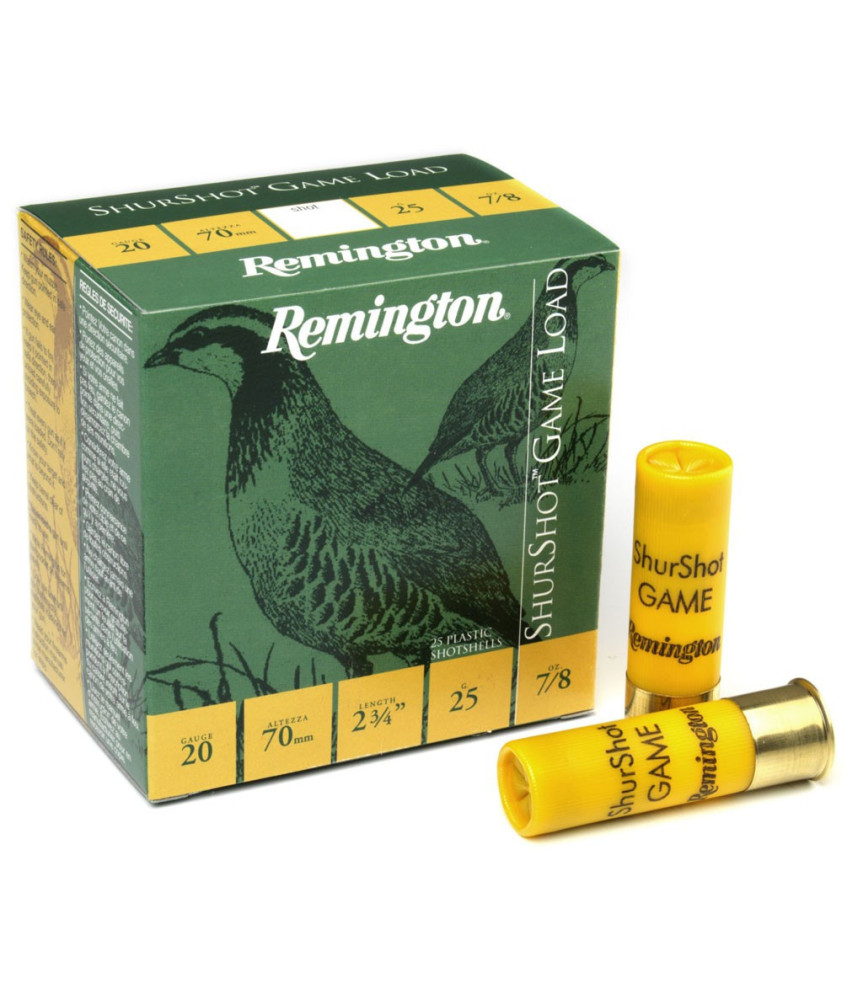 Cartuchos de caza 20/70 REMINGTON Shurshot 25gr. P-7